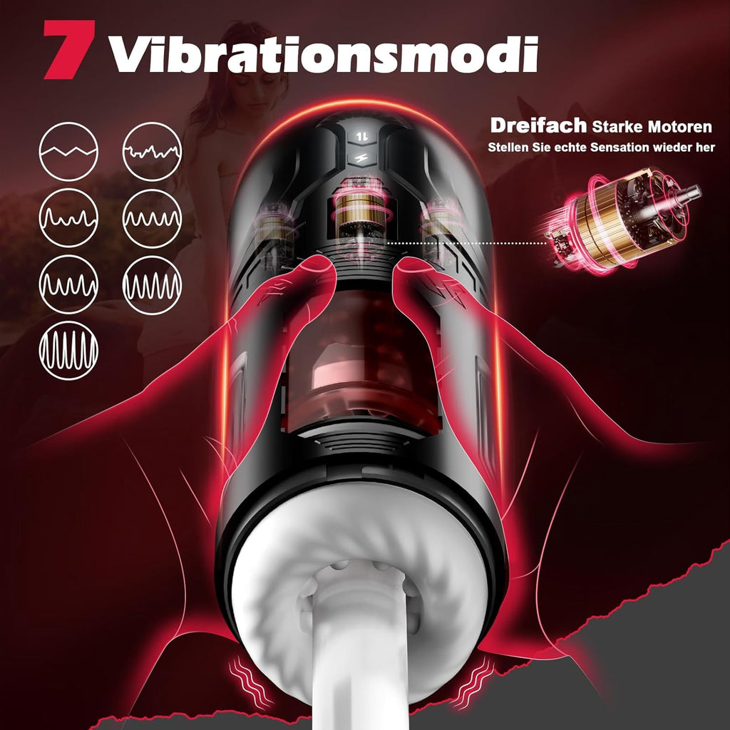 Masturbieren für Männer Elektrisch, Masturbator Sex Spielzeug für die Männer Solo mit 7 Vibration Stoß und Rotationsmodi, 3 in 1 Sexspielzeug Taschenmuschi Penis Masturbatoren Sex Toys Pussy