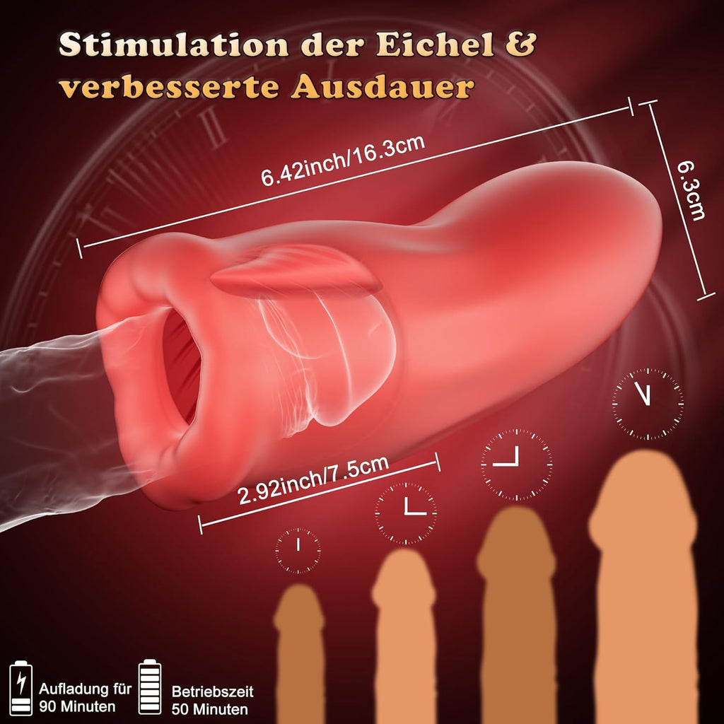 Masturbieren Sex Spielzeug für die Männer - Handfrei Masturbator Cup Mann Blowjob Taschenmuschi, APP Steuerung Silikon Sexspielzeug Elektrisch mit 9 Zungenvibrations- & 3 Saugmodi,Men Solo Vagina Toy