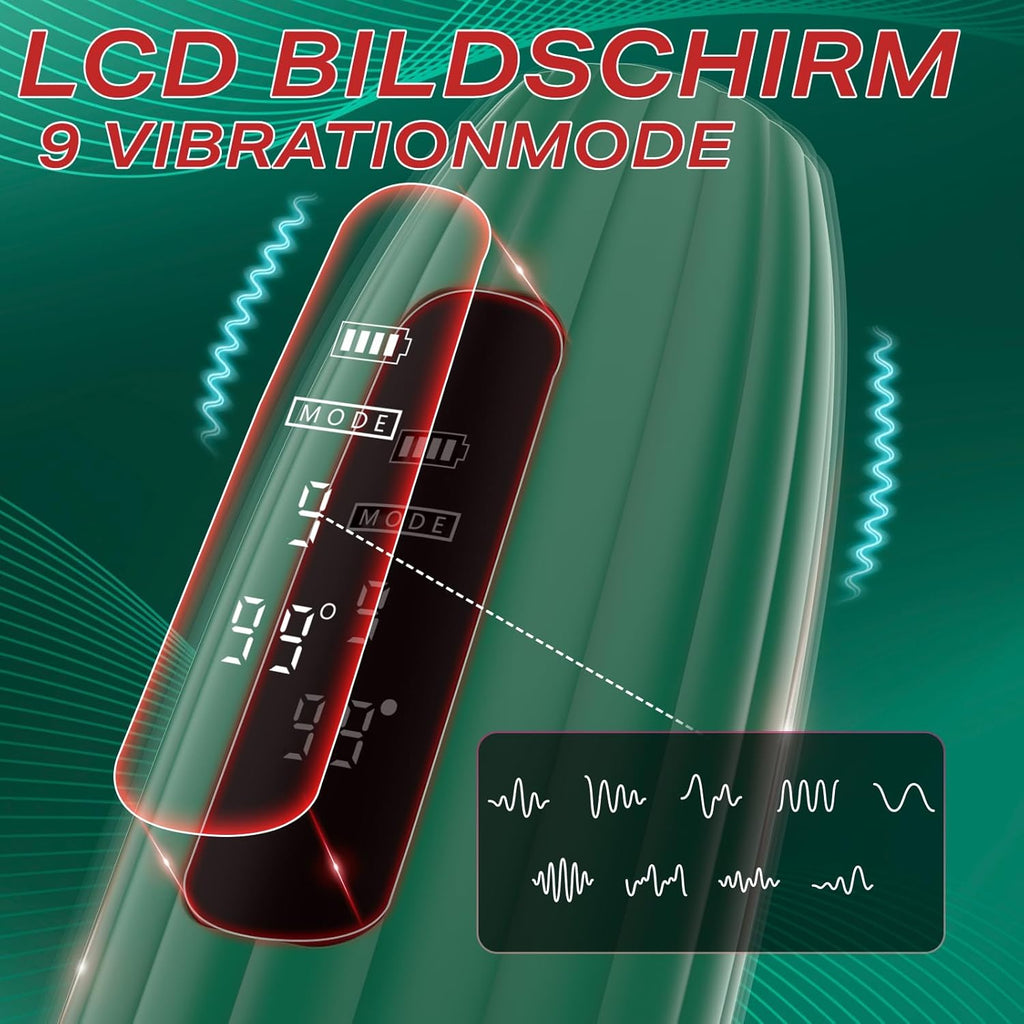 360° umwickeltes Elektrischer Masturbator Groß Penistrainer Vibrator Sex Spielzeug für Männer, HeizfunktionPenisvibrator 9 Vibrations für Training längere Ausdauer, Eichel Stimulator Sexspielzeug solo