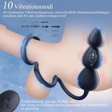 Laden Sie das Bild in den Galerie-Viewer, Analvibrator mit Penisring Hodenring,Analplug Analkugeln mit 10 Vibrationsmodus Fernbedienung,Vibrator Vibration Vibratorensets Analspielzeuge erotisches Sex Spielzeug für die Männer