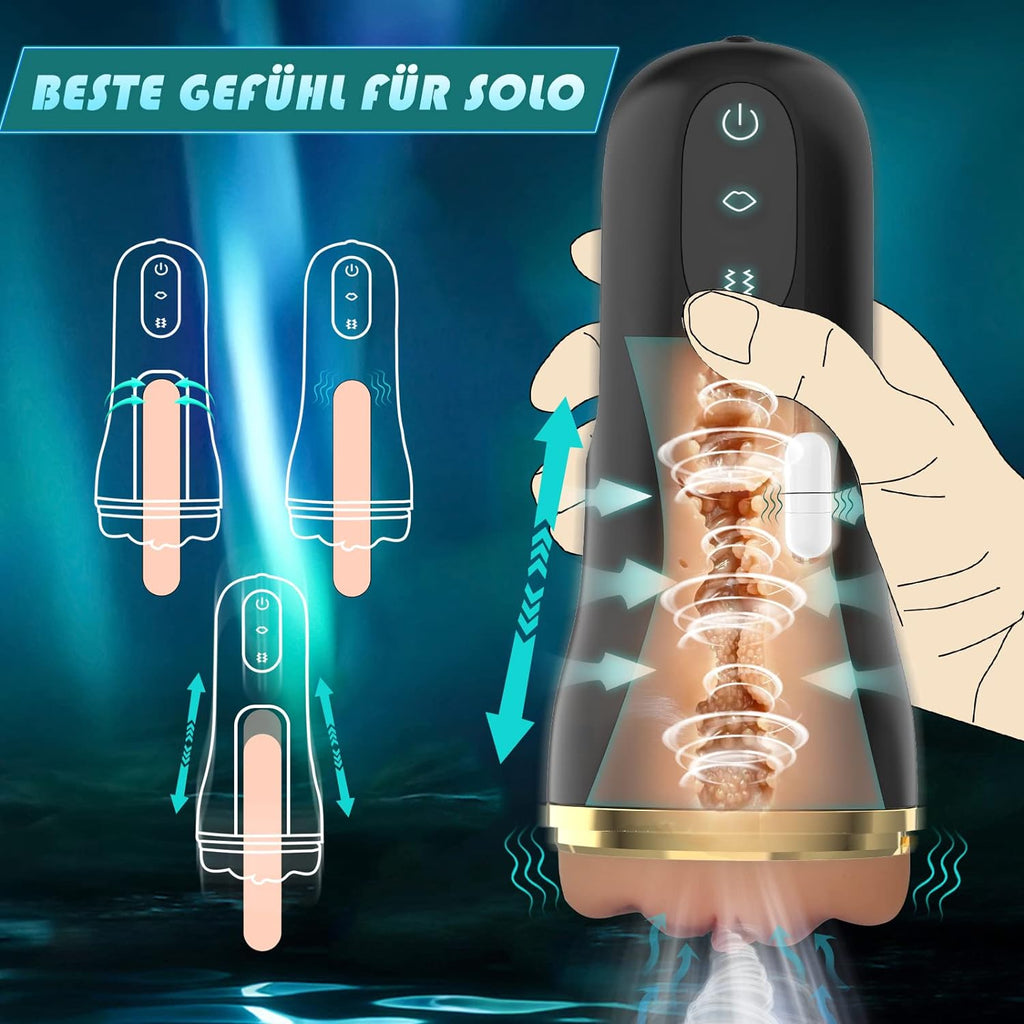 Elektrischer Masturbator Cup 10 Vibration mit 5 Saugmodi Sex Spielzeug für die Männer solo Sex Toys Masturbieren für Männer Taschenmuschi Penis Masturbatoren mit 3D Realistischer Vagina Pussy