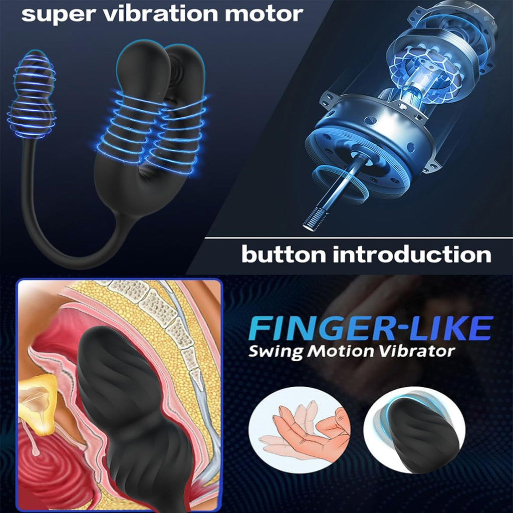 Männlicher Prostata Stimulator Massagegeräte Analvibratoren mit Penisring Analplug für Männer APP Steuerung Analplug 10 Vibrationen und 10 Swing modi Dehnbar Silikon Penisringe Sexspielzeug