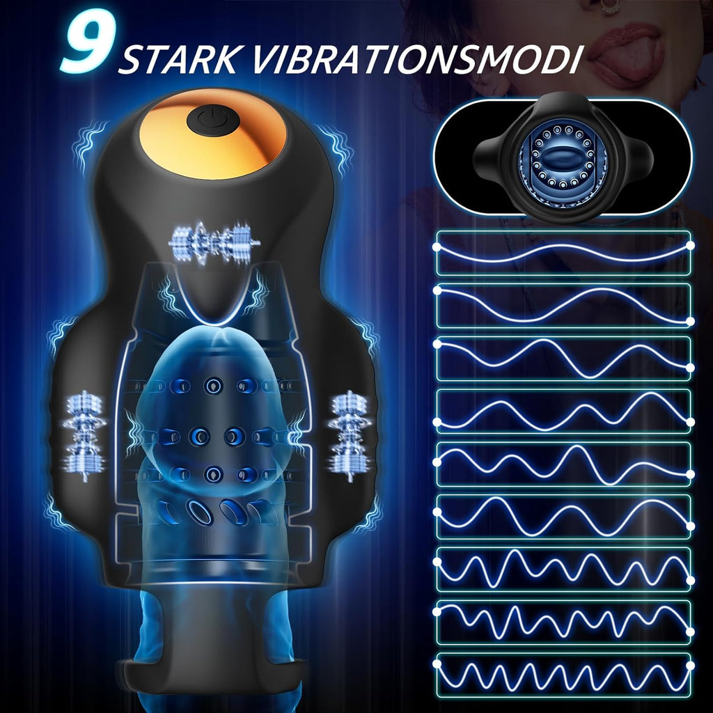 Eichel Stimulation Trainer,Sex Spielzeug für die Männer Zunge Oralsex Masturbator 9 Modi