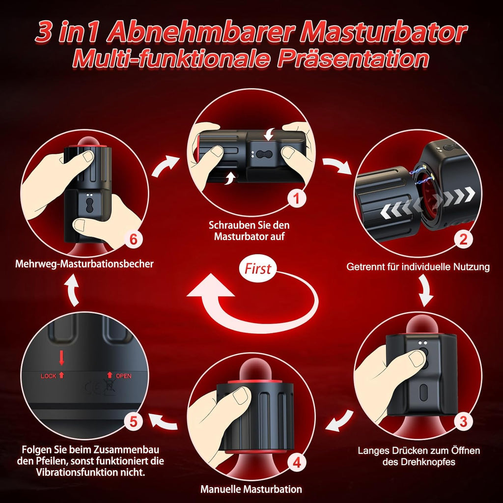 Elektrischer Masturbator Sex Spielzeug für die Männer - Masturbieren Sexspielzeug für Männer Solo Paare Extrem Sex mit 10 Vibrierend & Rotierend, Taschenmuschi Penis Masturbatoren Blowjob Sex Toys