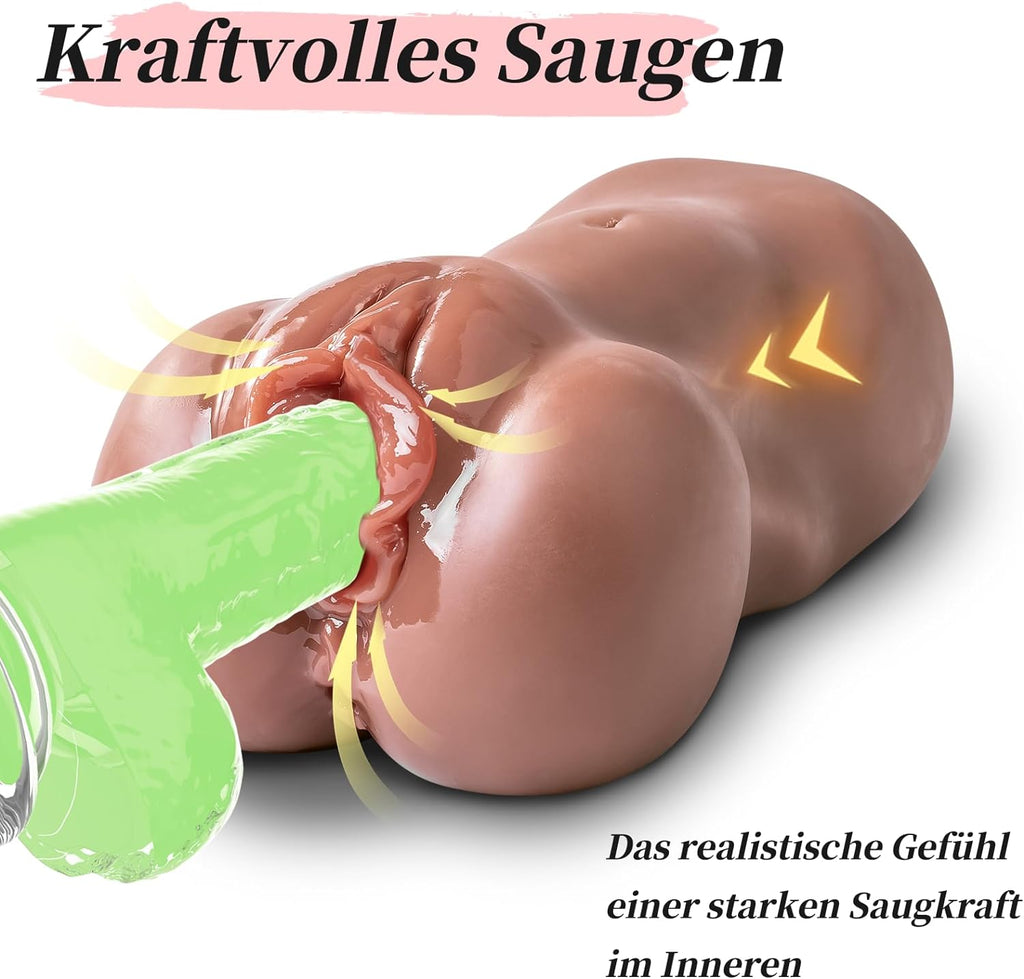 Masturbieren für Männer Masturbator - 2 in 1 Pocket Pussy Groß mit 3D Vagina Klitoris Anal Taschenmuschi Masturbatoren Doppelkanal Tragbare Erotik sex spielzeug für die männer solo