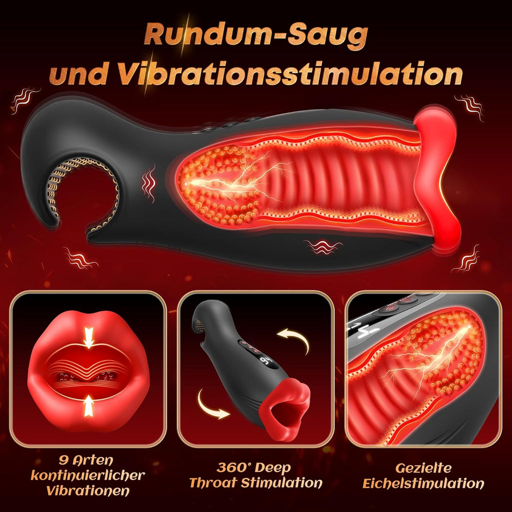 Masturbieren für Männer Dual-End Beads Stimulation 9 Vibration, Sex Spielzeug für die Männer Masturbator Penis Vibrator 4 Wellensaugen, Sex Toyset für Man mit Manuelles Trainer App Control Contitop