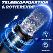 Laden Sie das Bild in den Galerie-Viewer, Pangpangmi Elektrischer Masturbator Masturbieren für Männer, Sex Spielzeug für die Männer mit 7 Modi Teleskopfunktion und Rotierende, Masturbatoren Taschenmuschi Penis Sexspielzeug, Schwarz