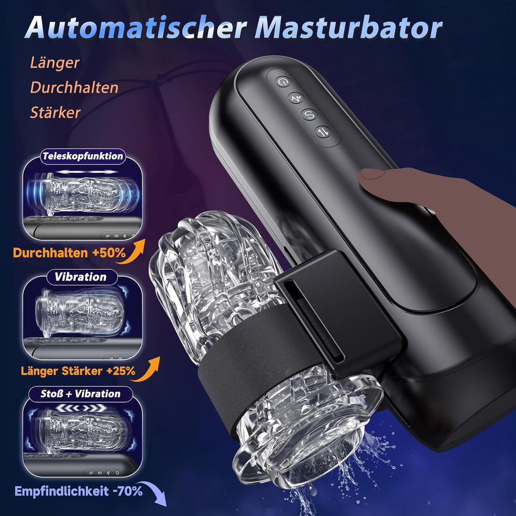 Masturbieren für Männer, Elektrischer Masturbator Sex Spielzeug für die Männer mit 6 Teleskopfunktion und 5 Einstellbaren Geschwindigkeiten 10 Vibrations Masturbatoren Sexspielzeug