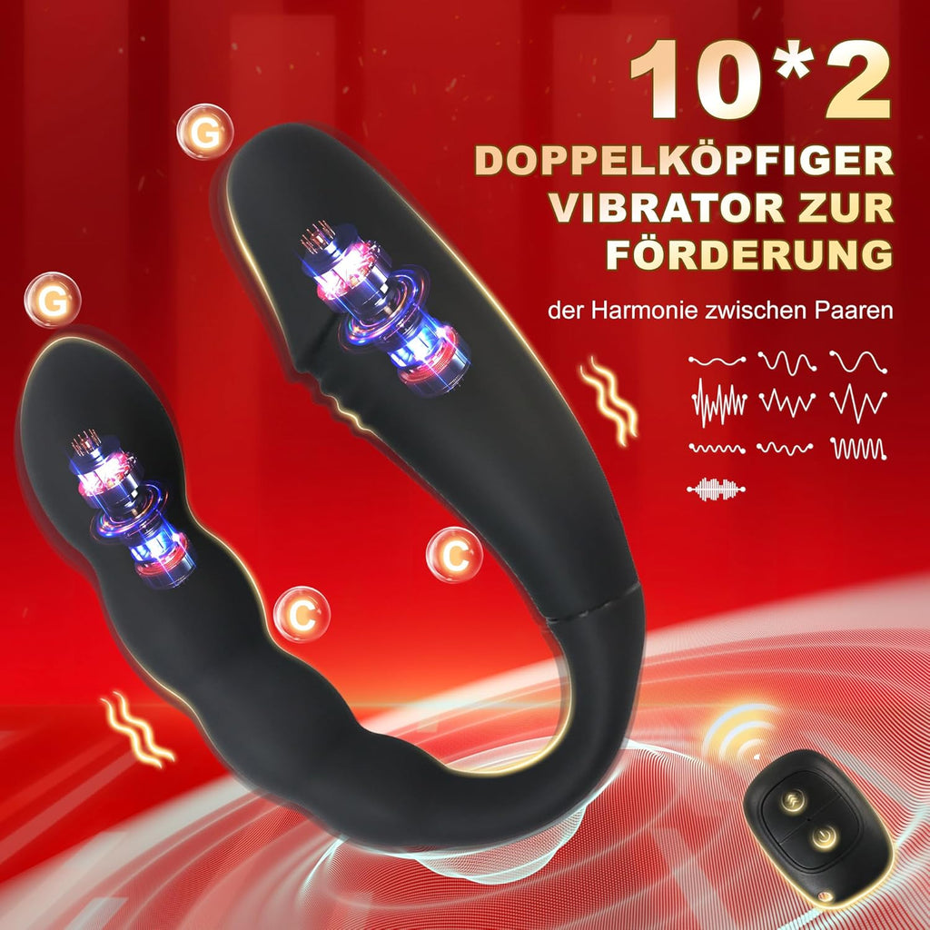 Doppeldildos Dildo Anal Vibrator Klitorisstimulator G-punkt Vagina Klitoris Anal Massage Drahtlose Steuerung Dildo Doppel Headed Vibratoren U-förmigen Sex spielzeug für für Frauen Lesben, Paar