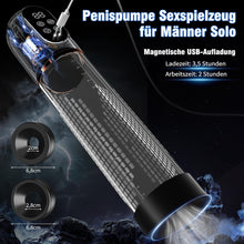 Laden Sie das Bild in den Galerie-Viewer, Penispumpe für Penisvergrößerung Sex Spielzeug für die Männer, Elektrische Penis Vakuumpumpe mit Taschenmuschi 4 + 3 Saugstufen, IPX7 100% Wasserdicht Erektion Masturbator mit 2 Silikonhülsen
