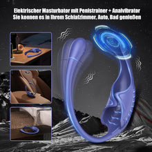 Laden Sie das Bild in den Galerie-Viewer, Elektrischer Masturbator Penistrainer Vibrator, Masturbieren für Männer mit 9 Vibration, 4IN 1 Sexspielzeug Penis Eichel Hodensack AnalVibrator Prostata Stimulator Masturbatoren Sex Spielzeug für Männ