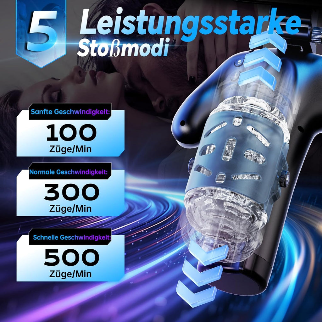 Masturbator Mann mit Handyhalter & Doppelseitigen Tasten, 5 Schubmodi, 1-10 cm Stoßweg, Masturbator Männer Sex Sexspielzeug Masturbatoren