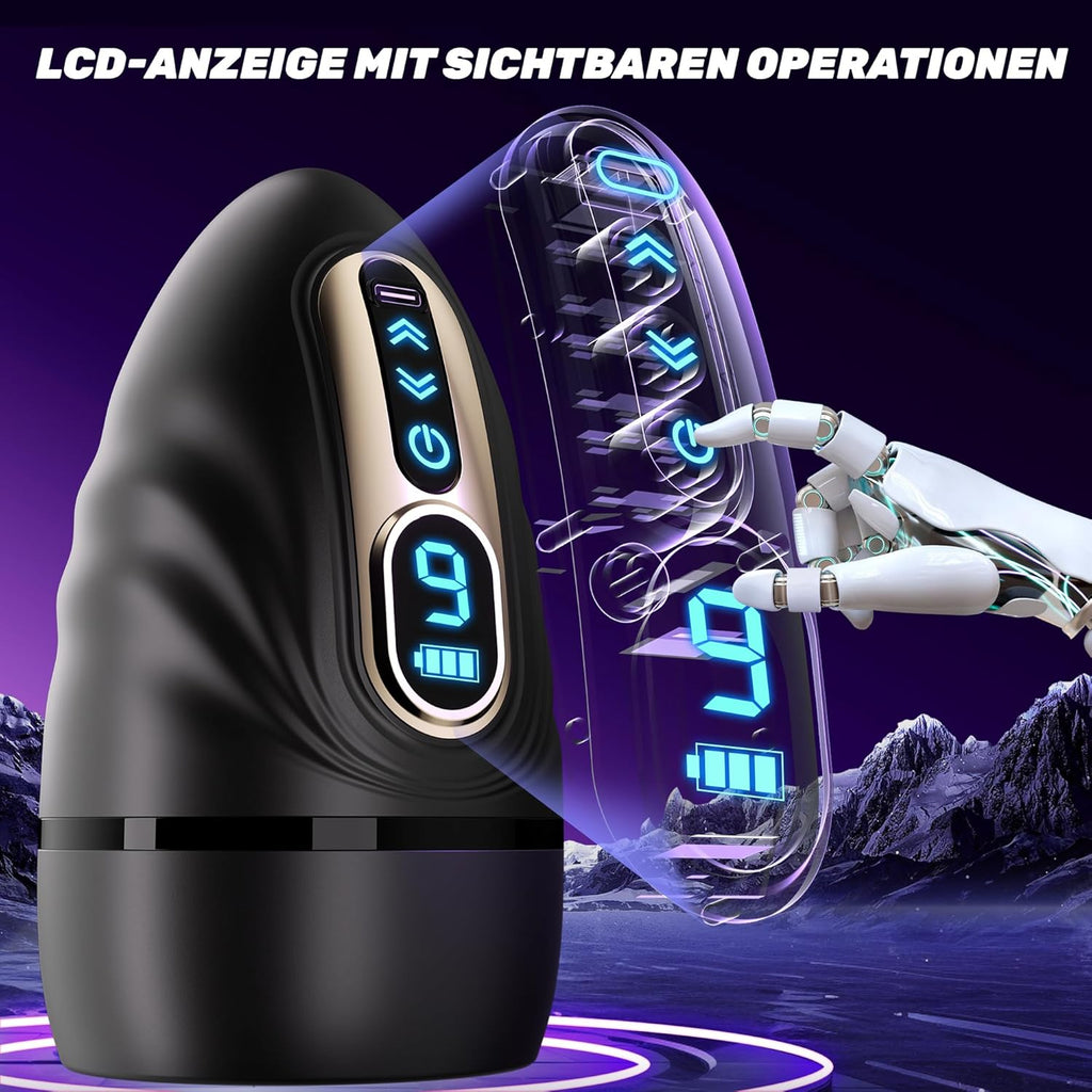 Elektrischer Masturbator Masturbieren für Männer 9 Vibration, Penistrainer App-steuerung mit Heizstab, Sex Spielzeug für die Männer Solo Masturbatoren Oral Vibrator Penis Sexspielzeug