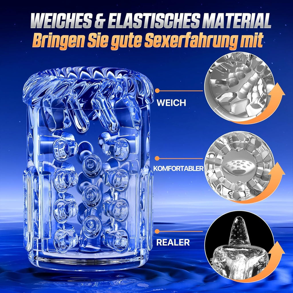 Elektrischer Masturbator Masturbieren für Männer 7 Teleskopfunktion & Rotierend & Saugen, Sex Spielzeug für die Männer Realistisch Zungenleck Blowjob, Taschenmuschi Masturbatoren Penis Pussy Sex Toys