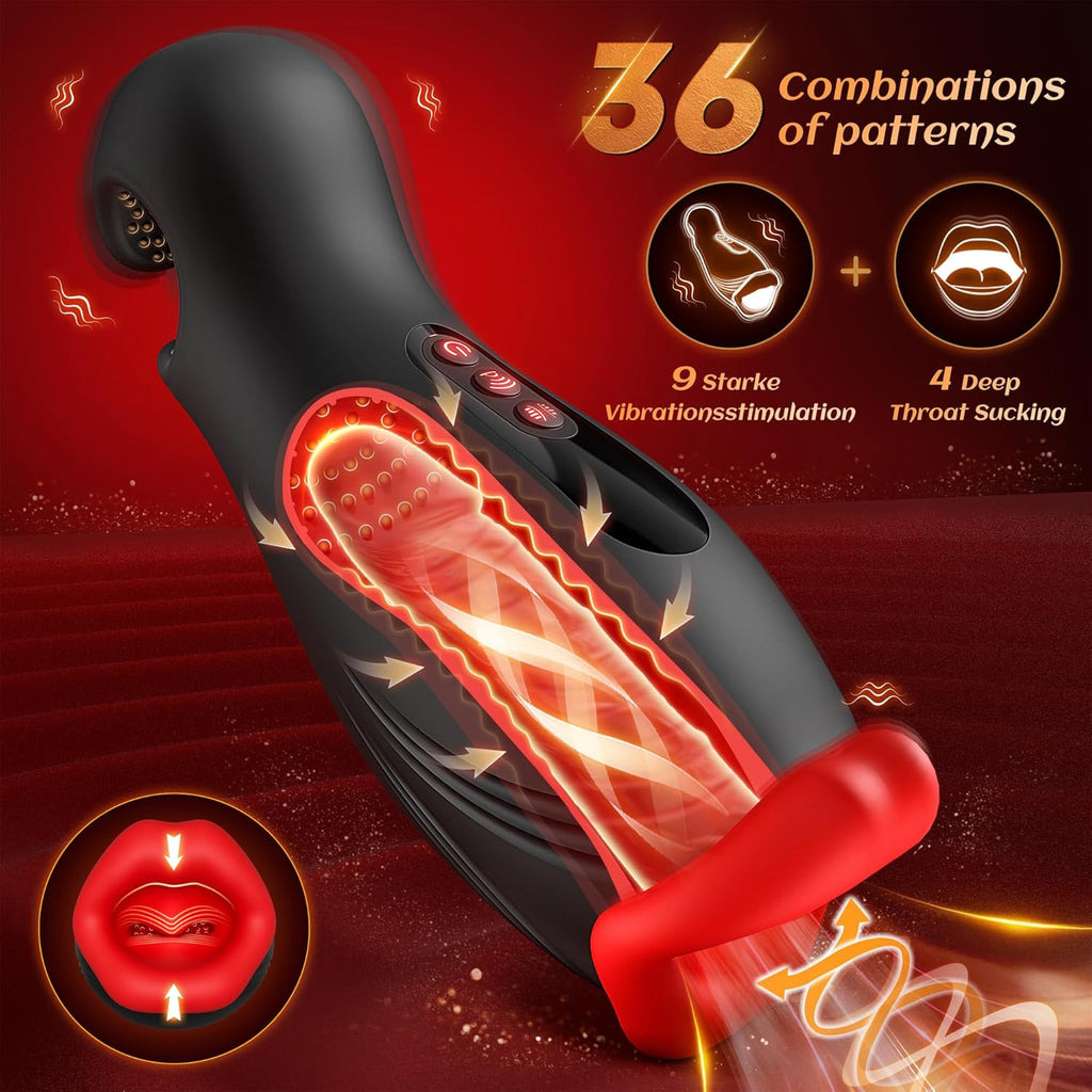 Masturbieren für Männer Dual-End Beads Stimulation 9 Vibration, Sex Spielzeug für die Männer Masturbator Penis Vibrator 4 Wellensaugen, Sex Toyset für Man mit Manuelles Trainer App Control Contitop