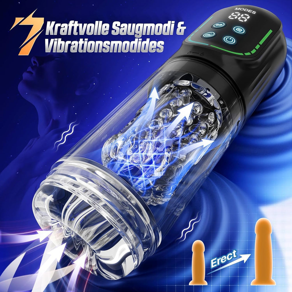 Elektrischer Masturbator Masturbieren für Männer 7 Teleskopfunktion & Rotierend & Saugen, Sex Spielzeug für die Männer Realistisch Zungenleck Blowjob, Taschenmuschi Masturbatoren Penis Pussy Sex Toys