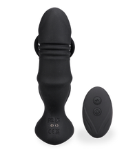 Laden Sie das Bild in den Galerie-Viewer, Analplug mit Vibration, Stoßfunktion und Cockring Clark