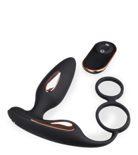Laden Sie das Bild in den Galerie-Viewer, Analplug mit Vibration und Doppel-Cockring Domino