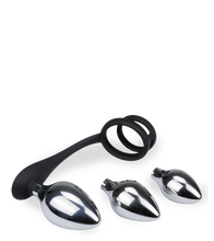 Laden Sie das Bild in den Galerie-Viewer, Analschmuck mit Doppel-Cockring und 3 Plugs