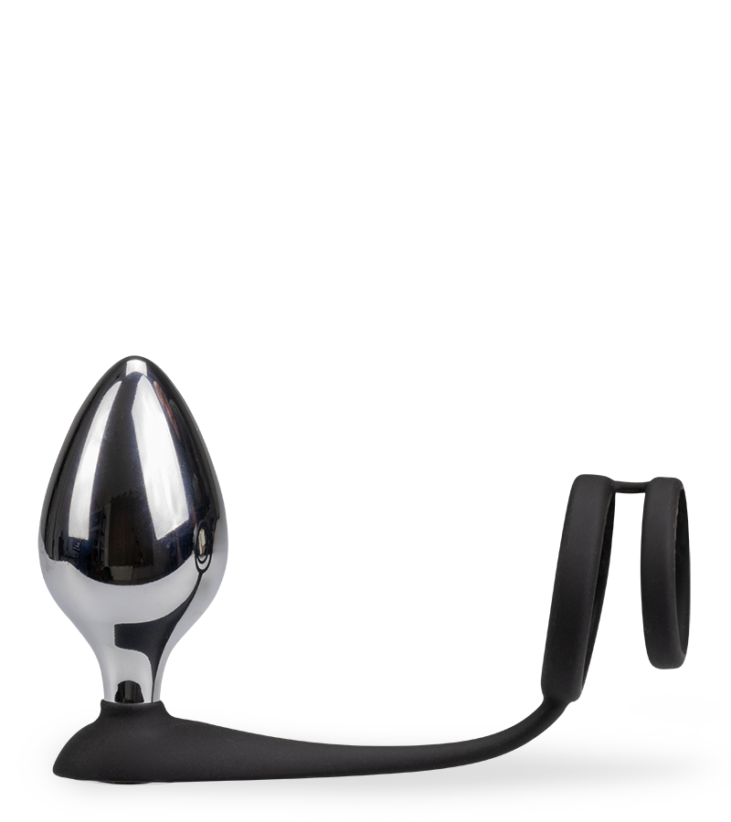 Analschmuck mit Doppel-Cockring und 3 Plugs