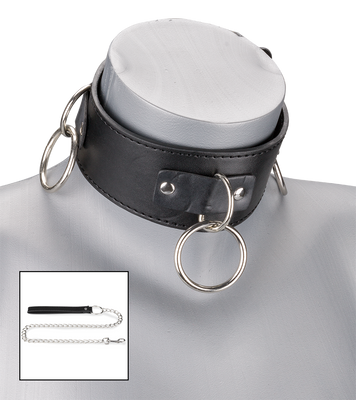 BDSM-Halsband mit 3 O-Ringen und Leine