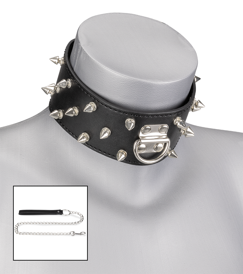 BDSM-Halsband mit Killernieten und Kette