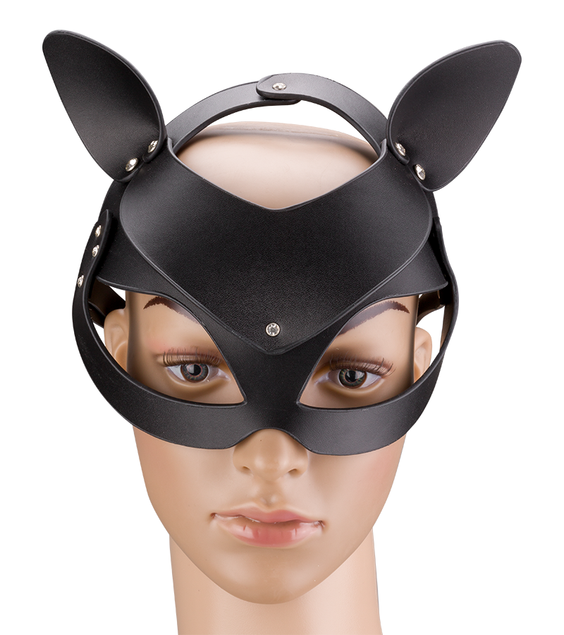 BDSM-Katzenmaske aus Kunstleder mit Strass