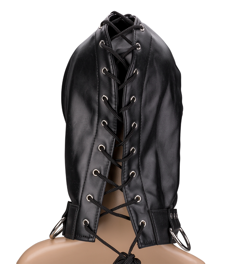 BDSM-Kopfmaske mit Reißverschluss am Mund und Schloss