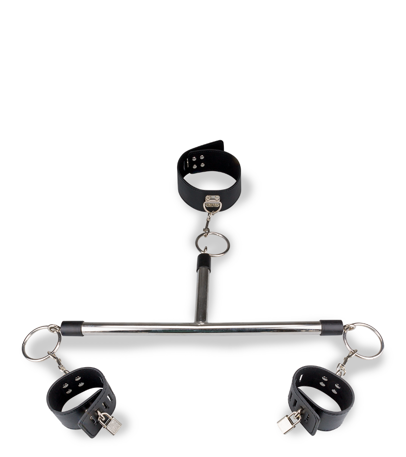 BDSM-Stange mit Halsband und Handfesseln
