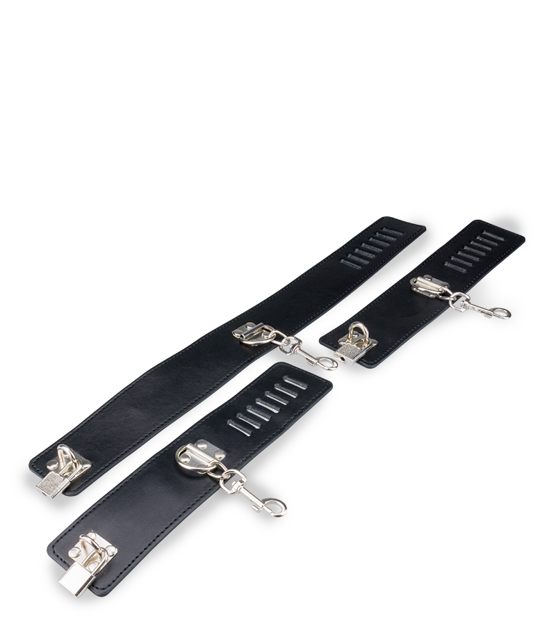 BDSM-Stange mit Halsband und Handfesseln