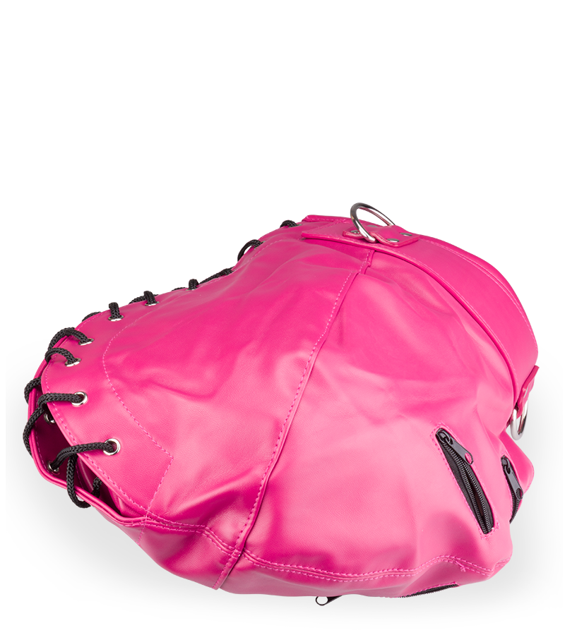 Bondage-Haube mit Reißverschlüssen an Augen und Mund