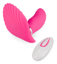 Laden Sie das Bild in den Galerie-Viewer, Butterfly-Vibrator in Muschelform mit Innendildo