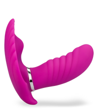 Laden Sie das Bild in den Galerie-Viewer, Butterfly-Vibrator in Muschelform mit Innendildo