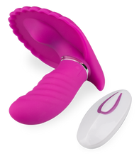 Laden Sie das Bild in den Galerie-Viewer, Butterfly-Vibrator in Muschelform mit Innendildo