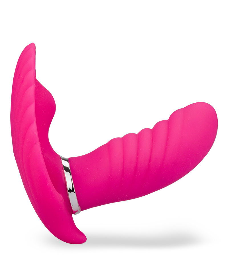 Butterfly-Vibrator in Muschelform mit Innendildo