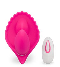 Laden Sie das Bild in den Galerie-Viewer, Butterfly-Vibrator in Muschelform mit Innendildo