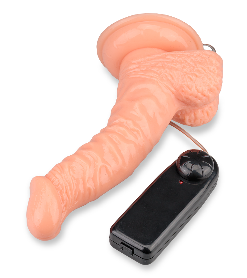 Dildo-Vibrator mit Aderung und Saugfuß