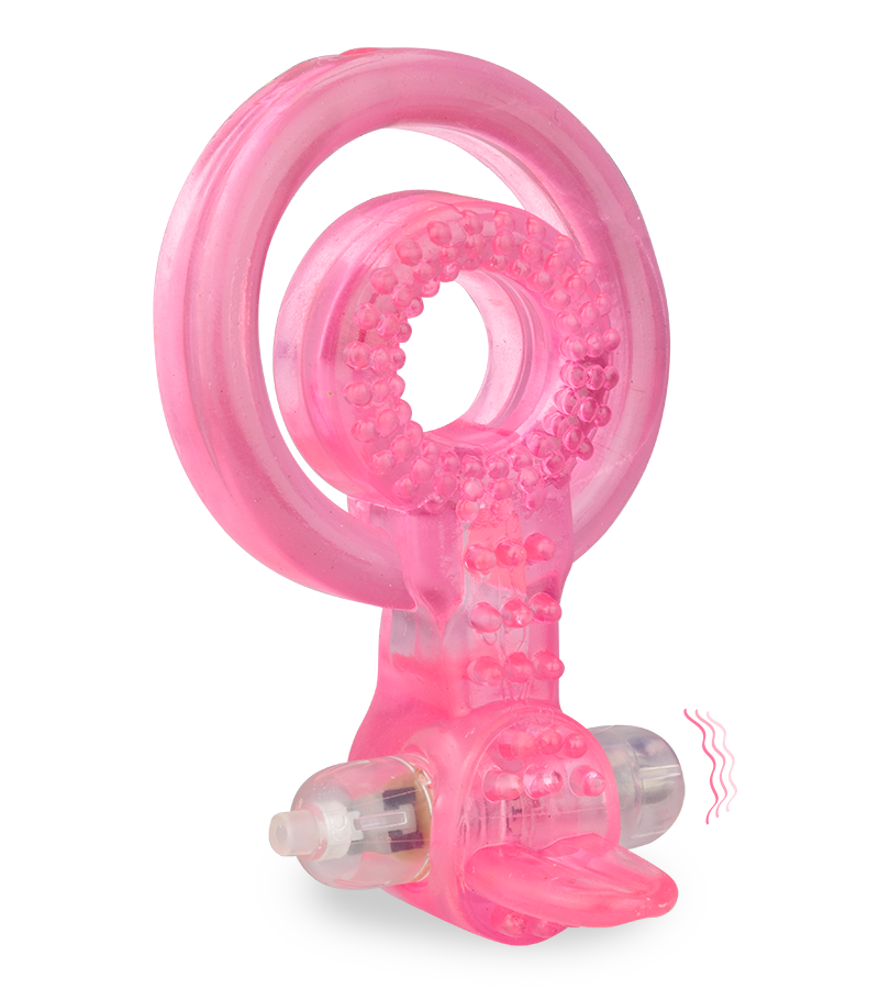 Doppel-Penisring mit Minizunge und Vibration