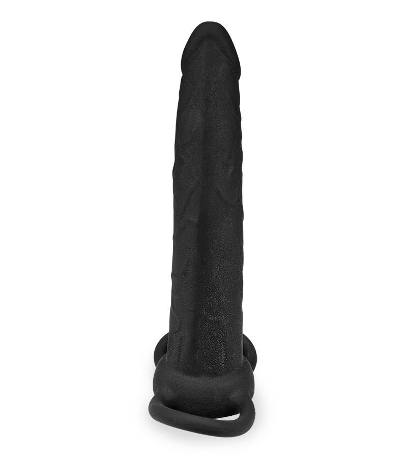 Doppeldildo mit Penis- und Hodenring