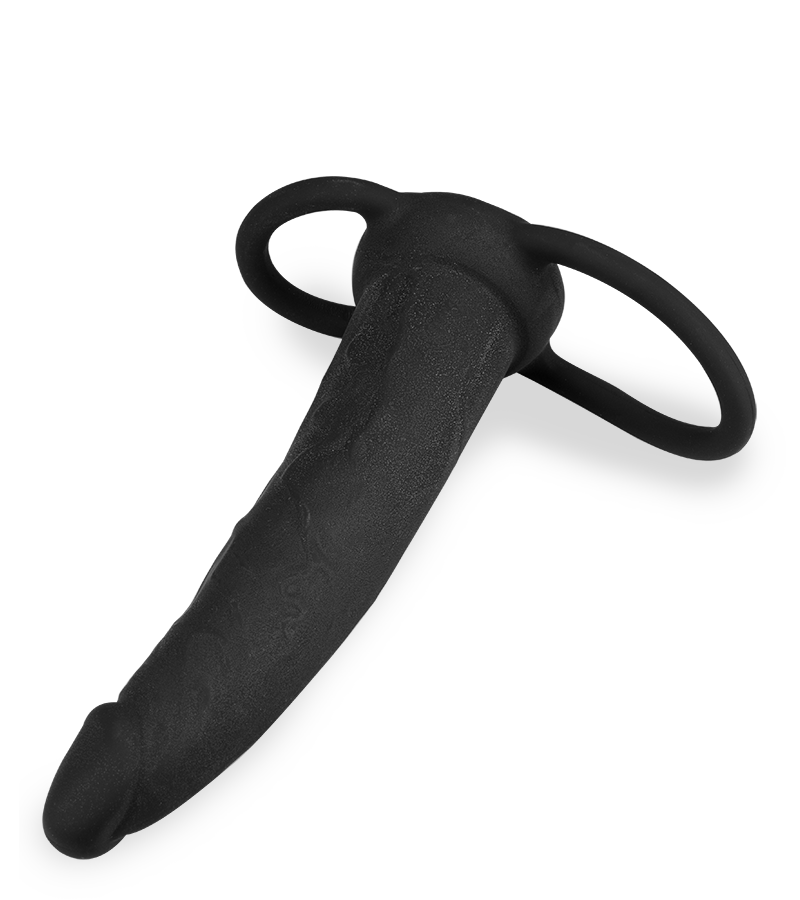 Doppeldildo mit Penis- und Hodenring