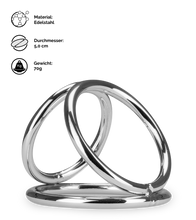 Laden Sie das Bild in den Galerie-Viewer, Dreifacher Cockring aus Edelstahl Holdy