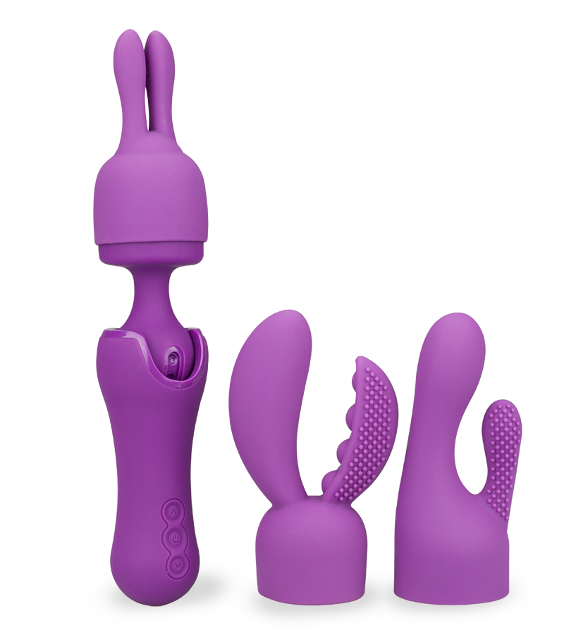 Fantasy-Wand-Vibrator mit 3 Aufsätzen, 10 Modi