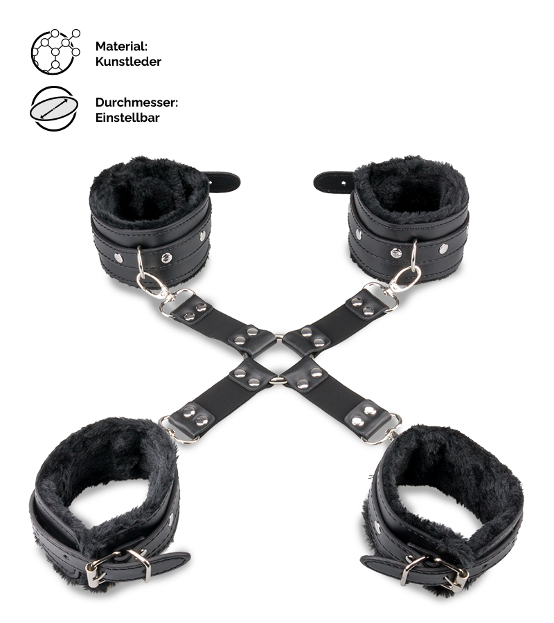 Fesselkreuz mit Hand- und Fußfesseln