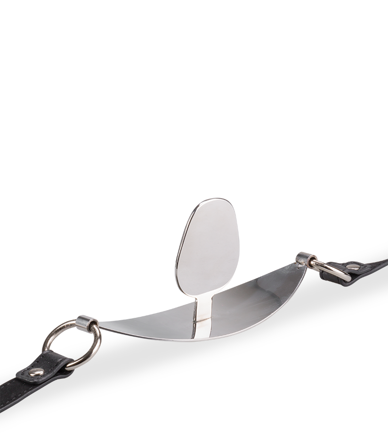 Flacher Mundknebel aus Metall und Kunstleder