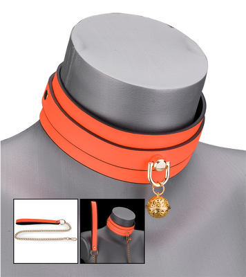 Fluoreszierendes Halsband mit Leine in Orange