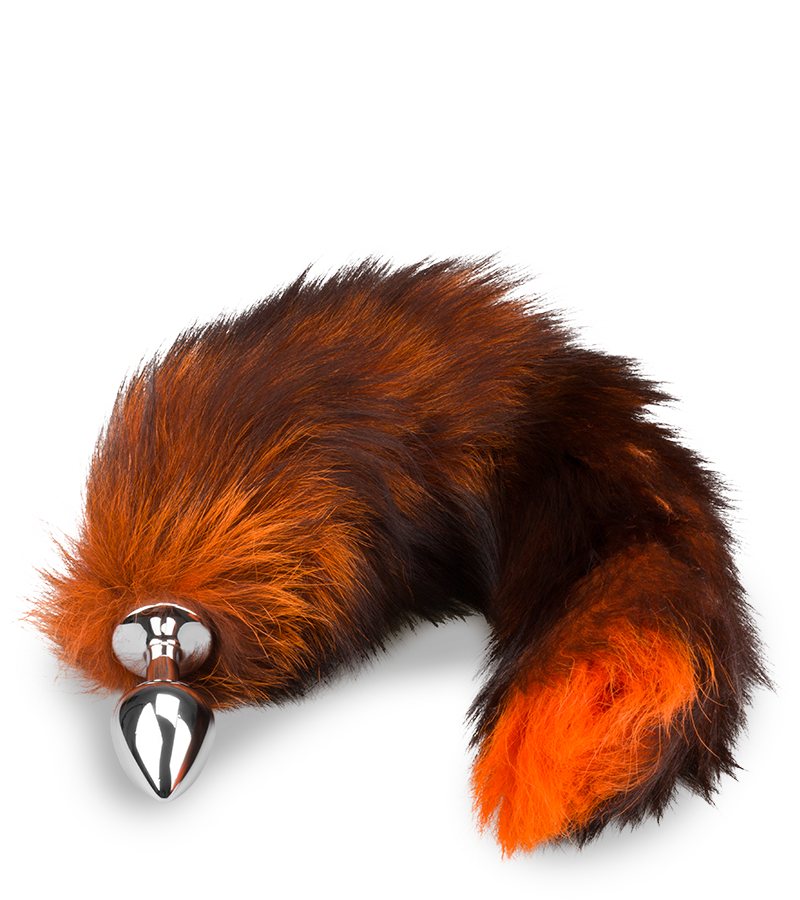 Foxtail-Analplug in Schwarz-Orange