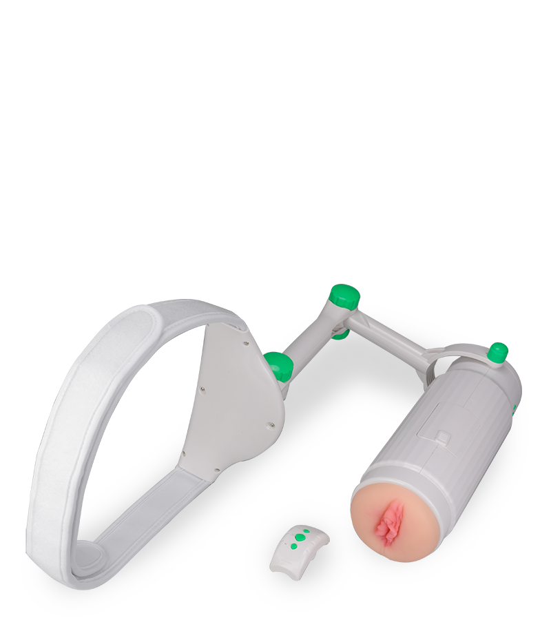 Freihand-Masturbator mit Gürtel und Vagina-Aufsatz