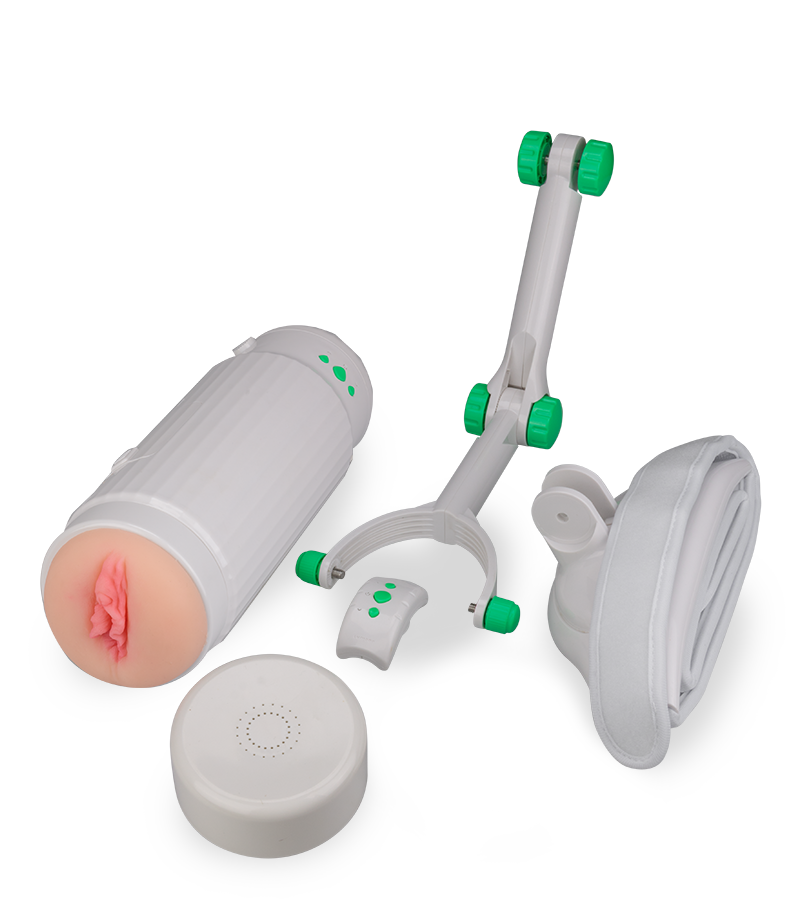 Freihand-Masturbator mit Gürtel und Vagina-Aufsatz