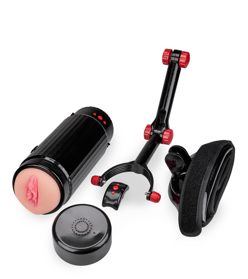 Freihand-Masturbator mit Gürtel und Vagina-Aufsatz