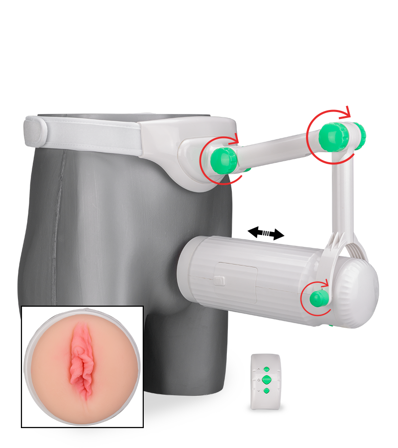 Freihand-Masturbator mit Gürtel und Vagina-Aufsatz
